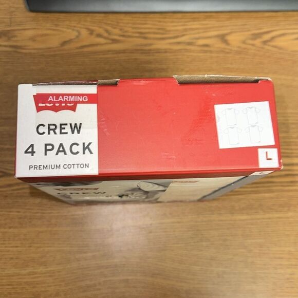 LEVI’S L White Red Logo Crew Tag Free Premium Cotton Short Sleeve Tee Set of 4 - Picture 8 of 9